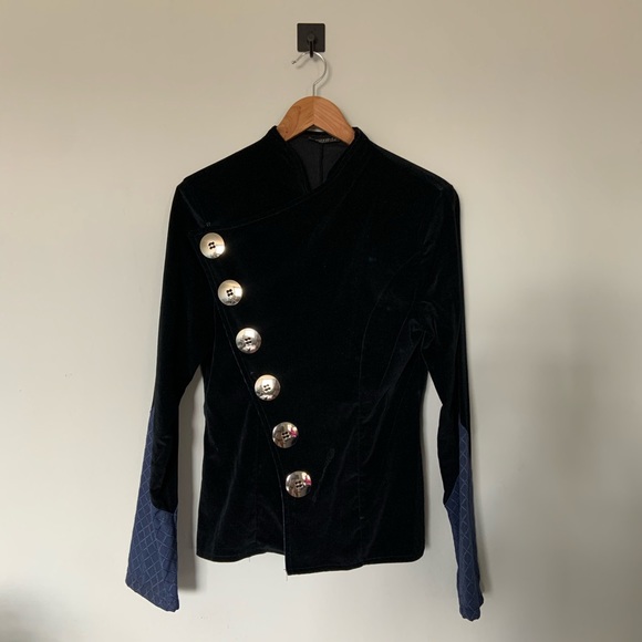Carnie Couture Jackets & Blazers - 1OAK Vintage Handmade Blue Velour Jacket